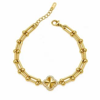 Bracelet Maillons Doubles et Trèfle