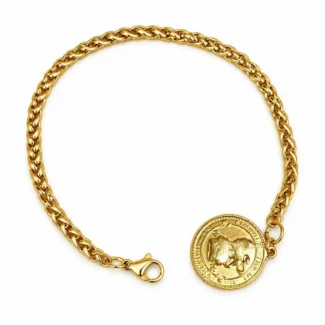 Bracelet Chaîne Épi et Médaille Antique