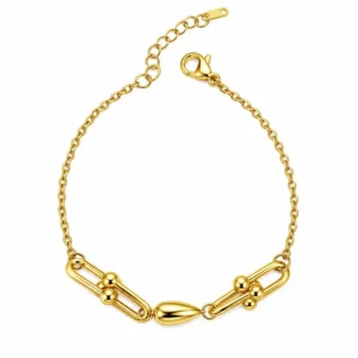Bracelet Maillons et Goutte Centrale