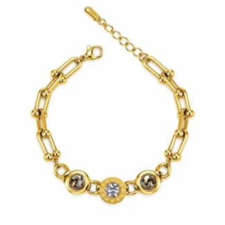 Bracelet Maillons Chiffres Romains et Cristaux