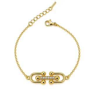 <Bracelet Maillons et Zircons Serti