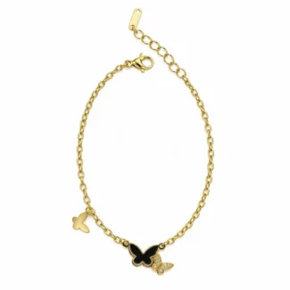 Bracelet Papillons Émaillés et Pendants
