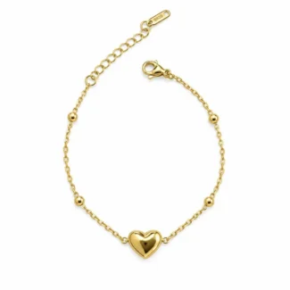 Bracelet Cœur Solitaire et Billes