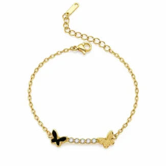 Bracelet Papillons Noirs et Dorés
