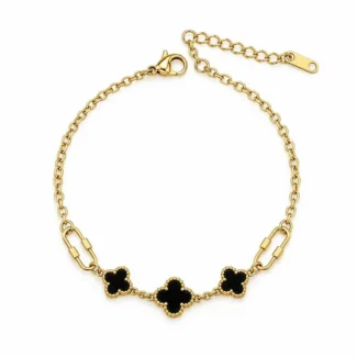 Bracelet Trèfles Noirs et Maillons