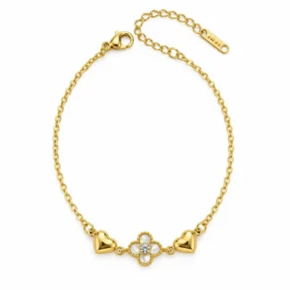 Bracelet Trèfle Nacre et Cœurs