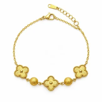Bracelet Trèfles & Billes Dorées