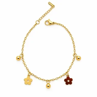 Bracelet Breloques Fleurs & Billes