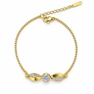 Bracelet Chaîne Carrée & Solitaire