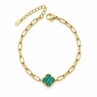 Bracelet Maillons Trèfle Vert