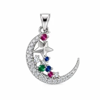 Pendentif Lune & Étoile Scintillante