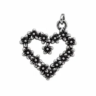 Pendentif Cœur Floral Vintage