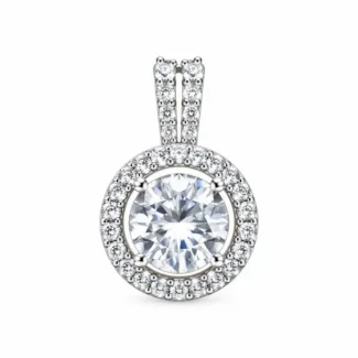 Pendentif Solitaire Halo Rond