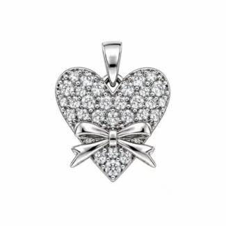 Pendentif Cœur Pavé et Nœud