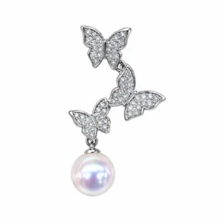 Pendentif Cascade de Papillons et Perle
