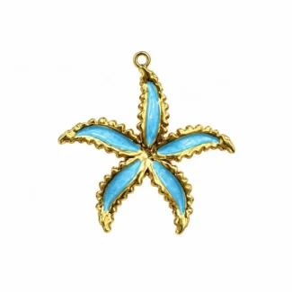 Pendentif Étoile de Mer Turquoise Ondulée
