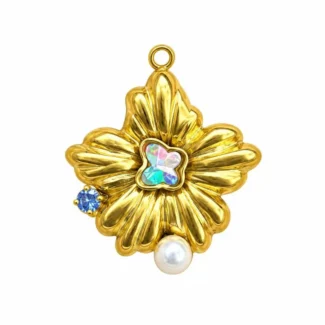 Pendentif Fleur & Cristaux Colorés