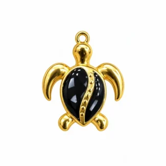 Pendentif Tortue Onyx et Or