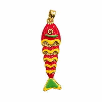 Pendentif Poisson Émaillé Rouge & Jaune