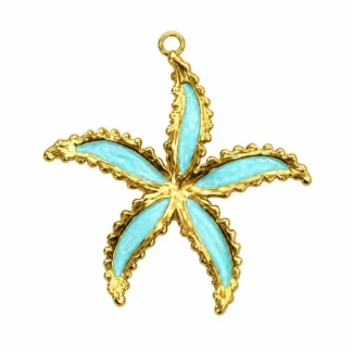 Pendentif Étoile de Mer Émaillée Turquoise
