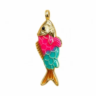 Pendentif Poisson Rose et Turquoise