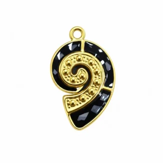 Pendentif Spirale Noire & Dorée