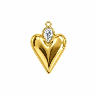 Pendentif Cœur Solitaire Poire