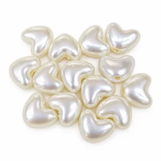 Perles d'imitation en forme de cœur bombé blanc nacré