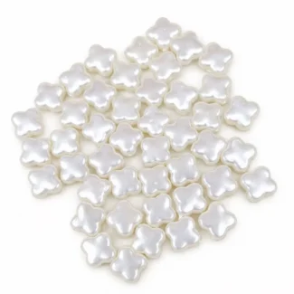 Perles d'imitation trèfle à quatre feuilles blanc nacré