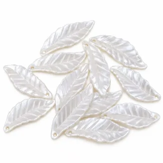 Pendentifs / breloques feuille d'arbre blanc nacré