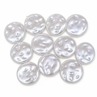 Perles d'imitation palet / pièce martelée blanc nacré (grand modèle)