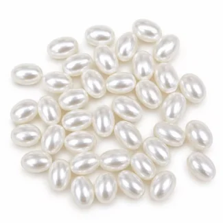 Perles d'imitation ovales / grain de riz blanc nacré