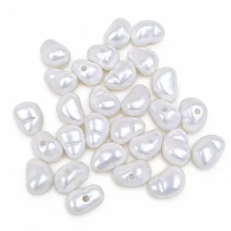 Perles d'imitation forme baroque / haricot blanc nacré