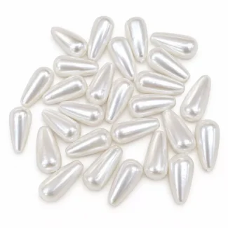 Perles d'imitation en forme de goutte d'eau blanc nacré