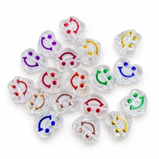 Perles en forme de cœur transparentes à smiley coloré