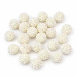 Perle framboise blanc cassé 14mm