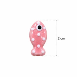 Perle Poisson Rose Vif à Pois