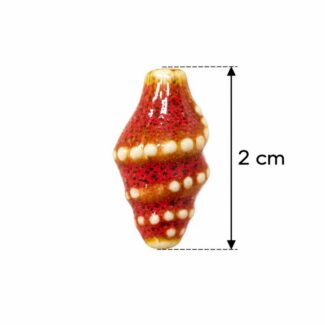 Perle Céramique Coquillage Spiralé Rouge et Ambré