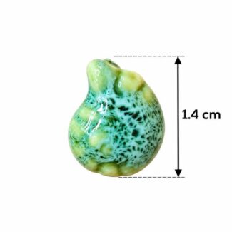 Perle céramique forme organique vert et jaune