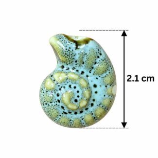 Perle céramique coquillage ammonite bleu pastel et moucheté