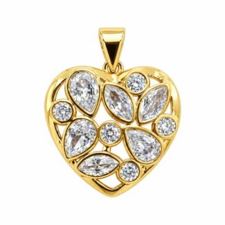 Pendentif cœur doré serti de zircons